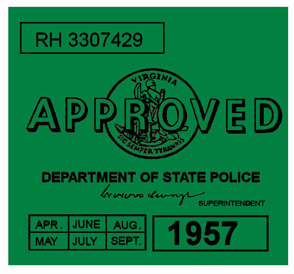 (image for) 1957 Virginia INSPECTION Sticker